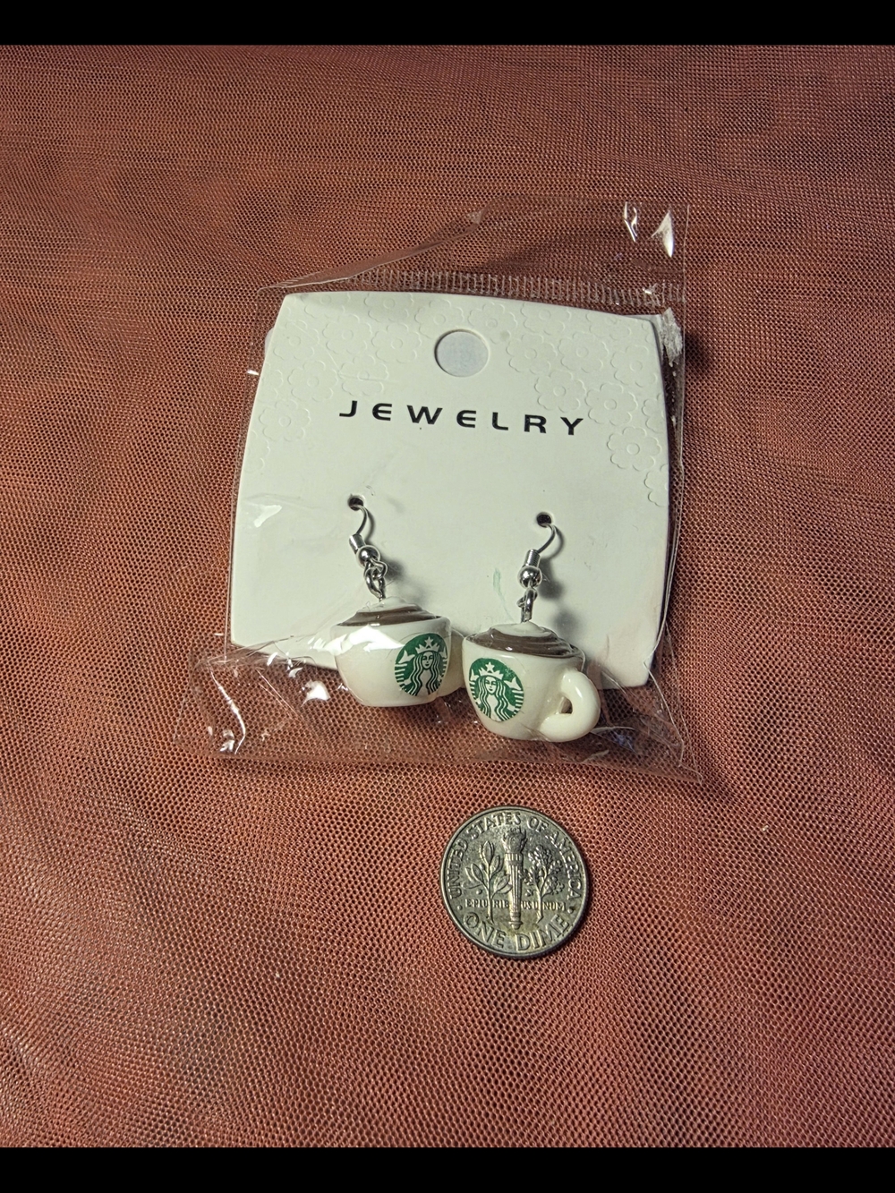 Starbucks White and Green Coffee Cup Charm Earrings - Women Jewelry
